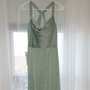 NEW** Azazie Barbie Criss Cross Stretch Satin Sheath Dress